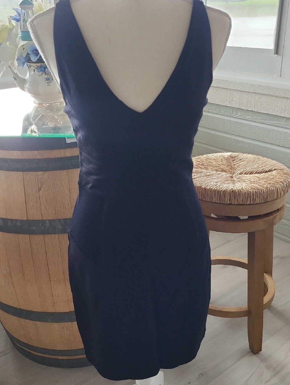 Sleeveless Deep V Mini Dress in Black